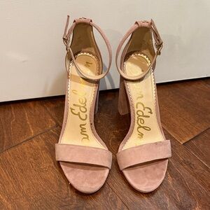 Sam Edelman Blush Pink Suede Ankle Strap Heels size 7